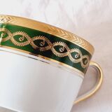 Large Fine Porcelain Cup and Saucer by Artist R. Sechet for Limoges Empire Style Lou