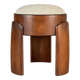 Sculptural Ash Wood Stool with Dedar Milano Bouclè