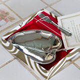 Beurrier en métal argenté motif feuille