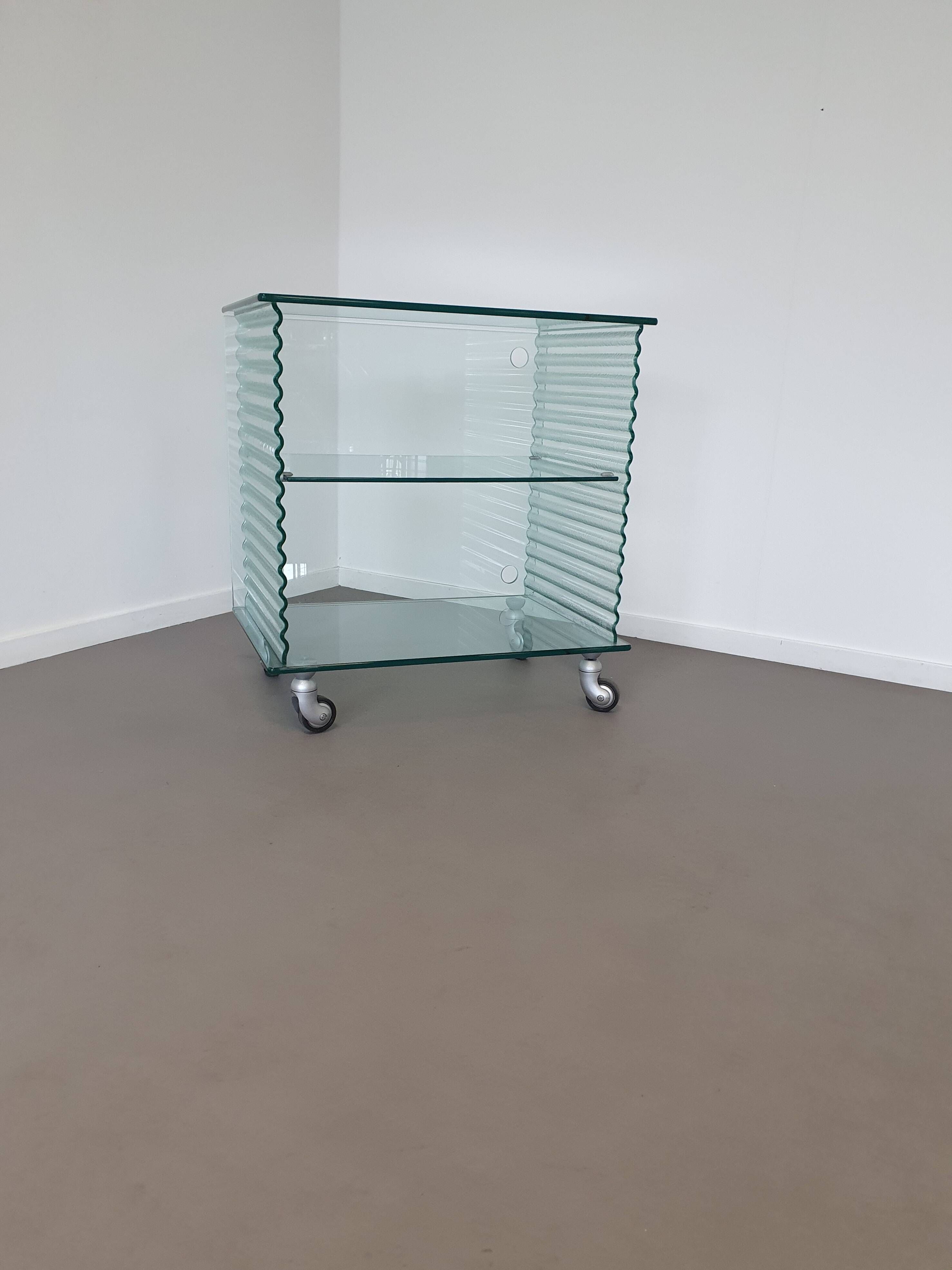 Onda Series Glass Media Cabinet by Ron Arad for Fiam, Italy, 1980