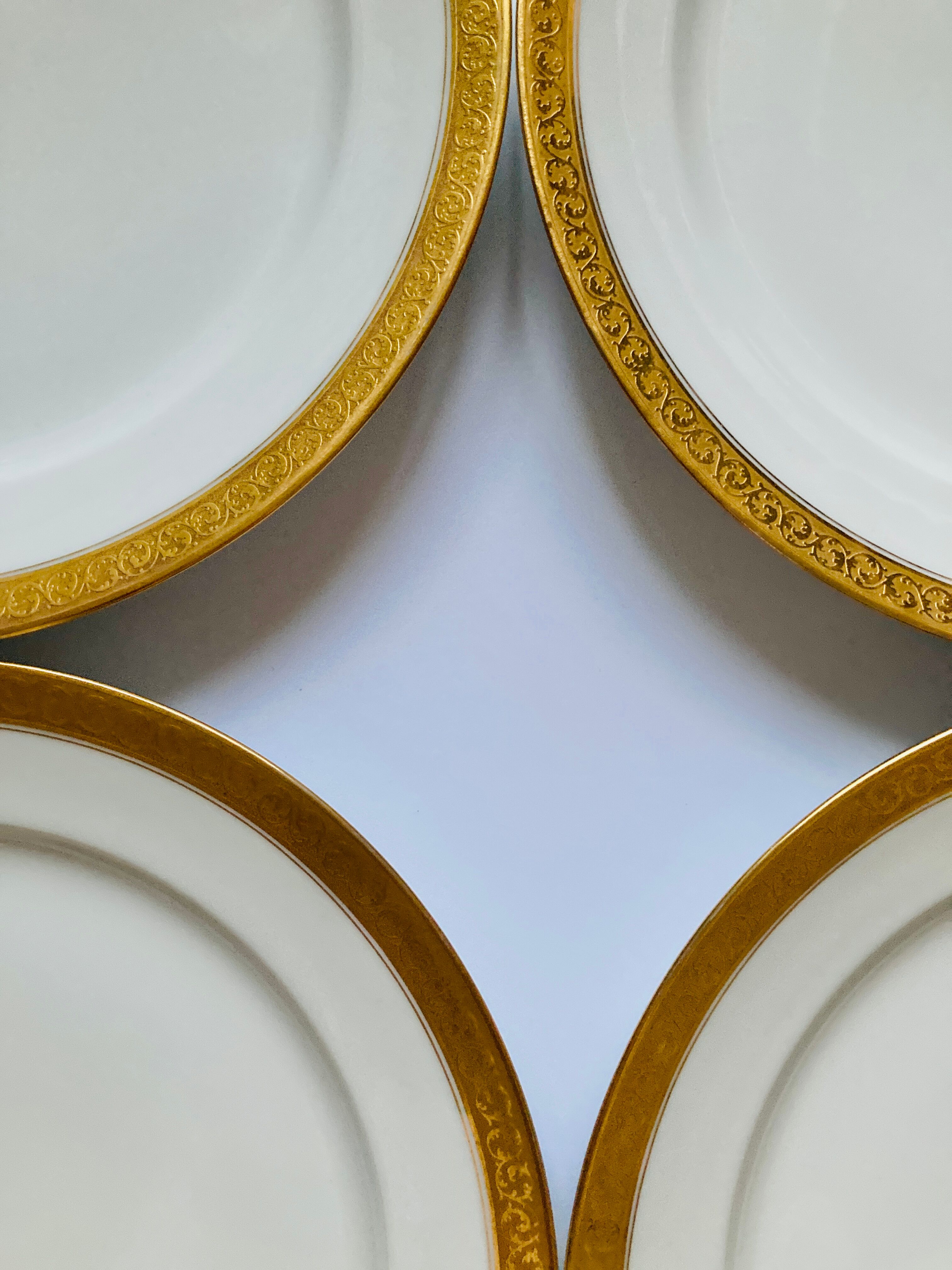 Set of 6 plates GDA France Limoges with golden rim 50's