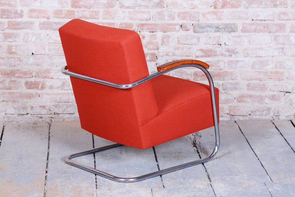 Bauhaus Armchairs in Beech & Chrome attributed to Mücke-Melder, Czech, 1930s, Set of 2