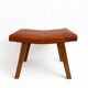 Mid-Century Modern Curved Saddle Leather Footstool Stool Brutalist Ott