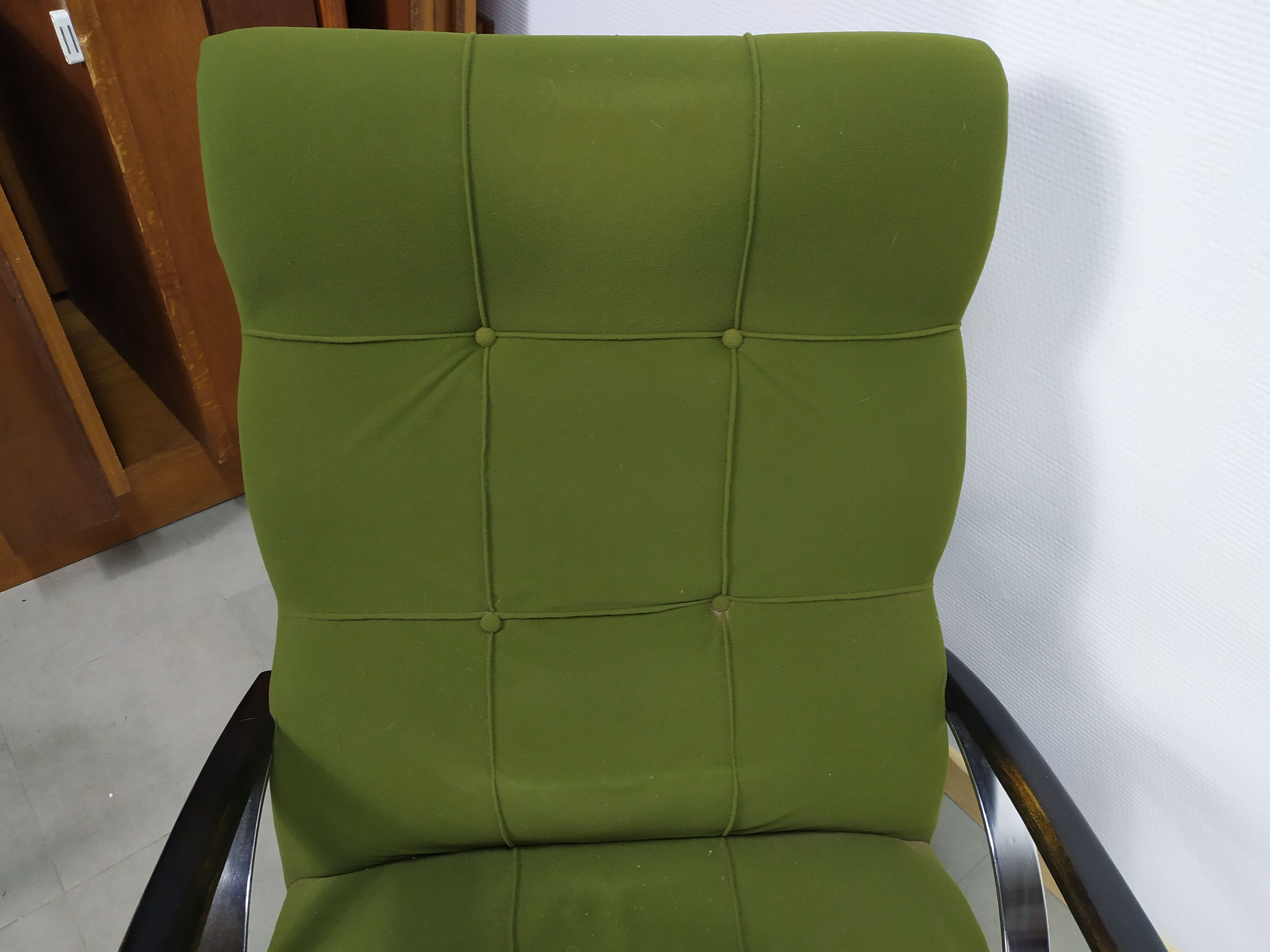 Rocking chair fauteuil a bascule chrome vert - vintage