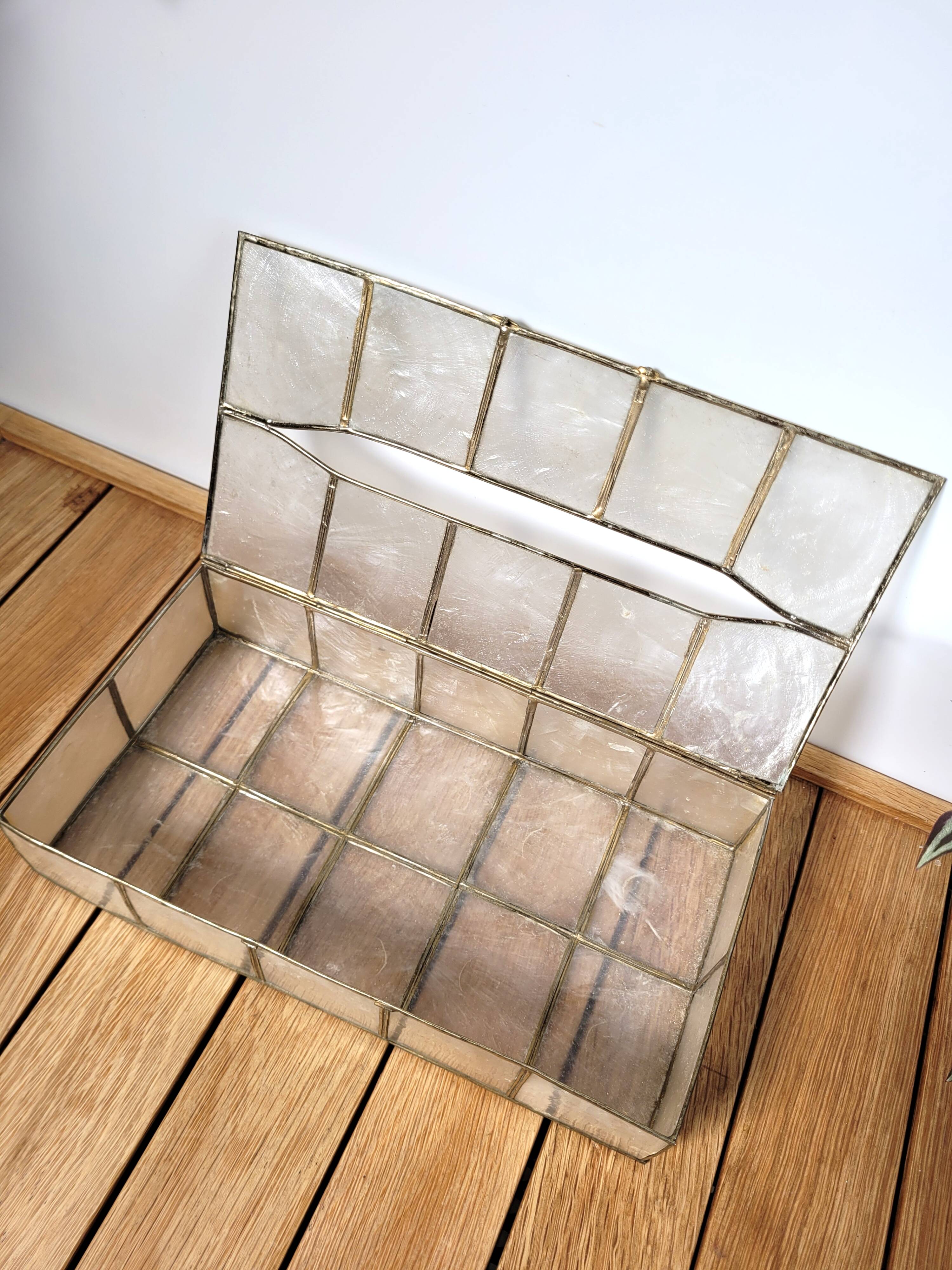 Mother-of-pearl and brass tissue box