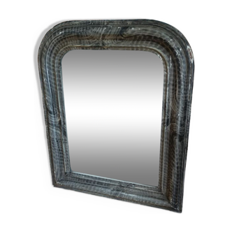 Wooden frame mirror patinated black plaster