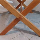 Hocker / Puff Leder & Holz années 1970