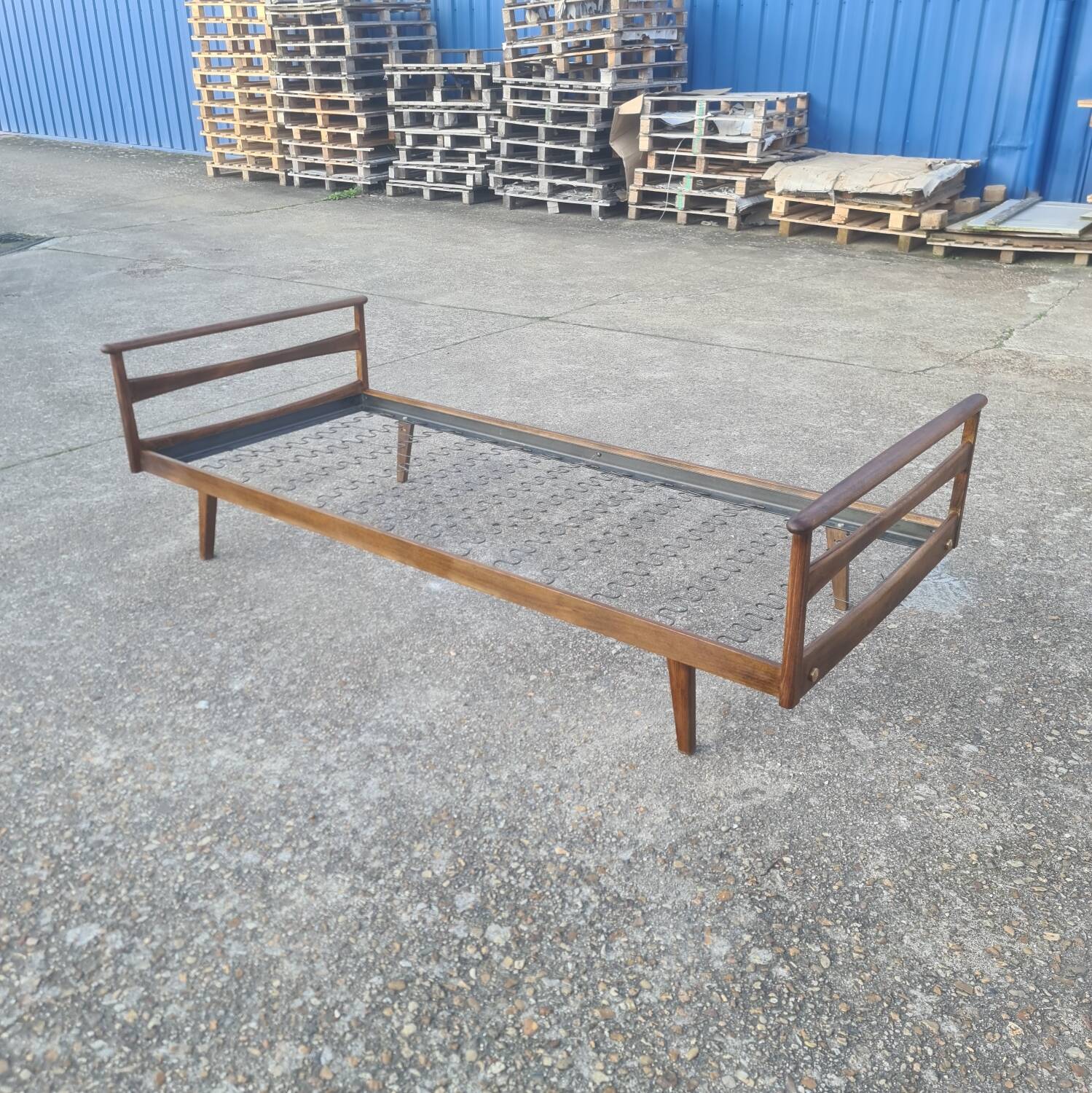 Single bed, Scandinavian teak daybed with compass feet, 1960s