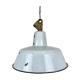 Industrial Grey Enamel Factory Lamp with Cast Iron Top, 1960s