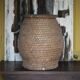 Old basket with lid, straw and bramble, woven basket, decoration