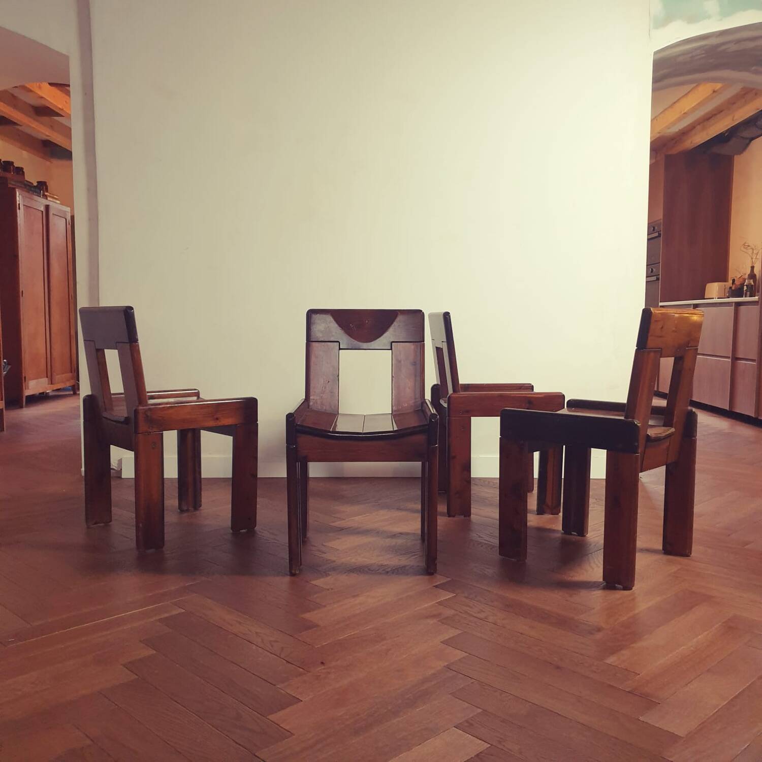 Pair of chairs by Silvio Coppola, Fratelli Montana edition, 1970.