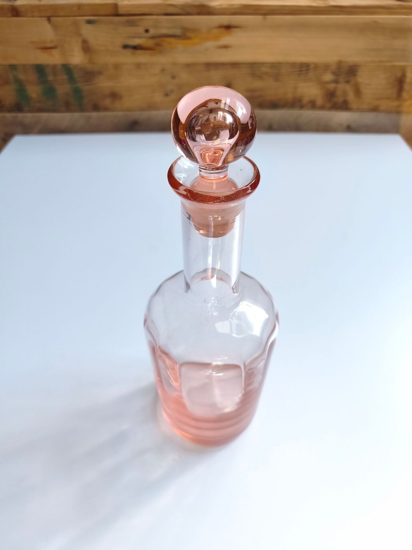 Vintage pink glass bottle