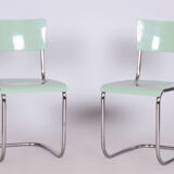 Restored Bauhaus Pair of Chairs, M. Stam, R.Slezak, Chrome-plated Steel, Czechia, 1930s