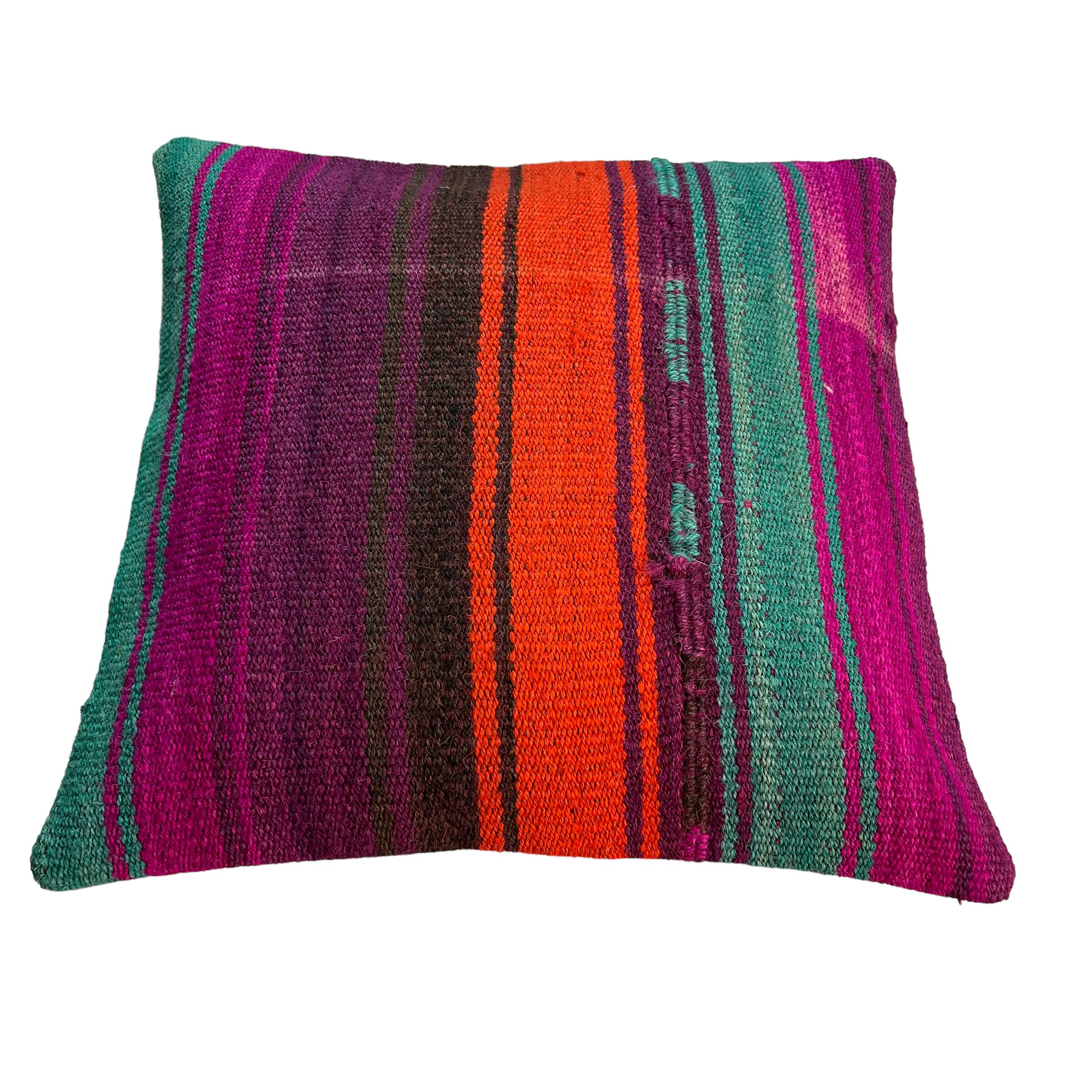 Vintage turkish kilim cushion cover , 40 x 40 cm