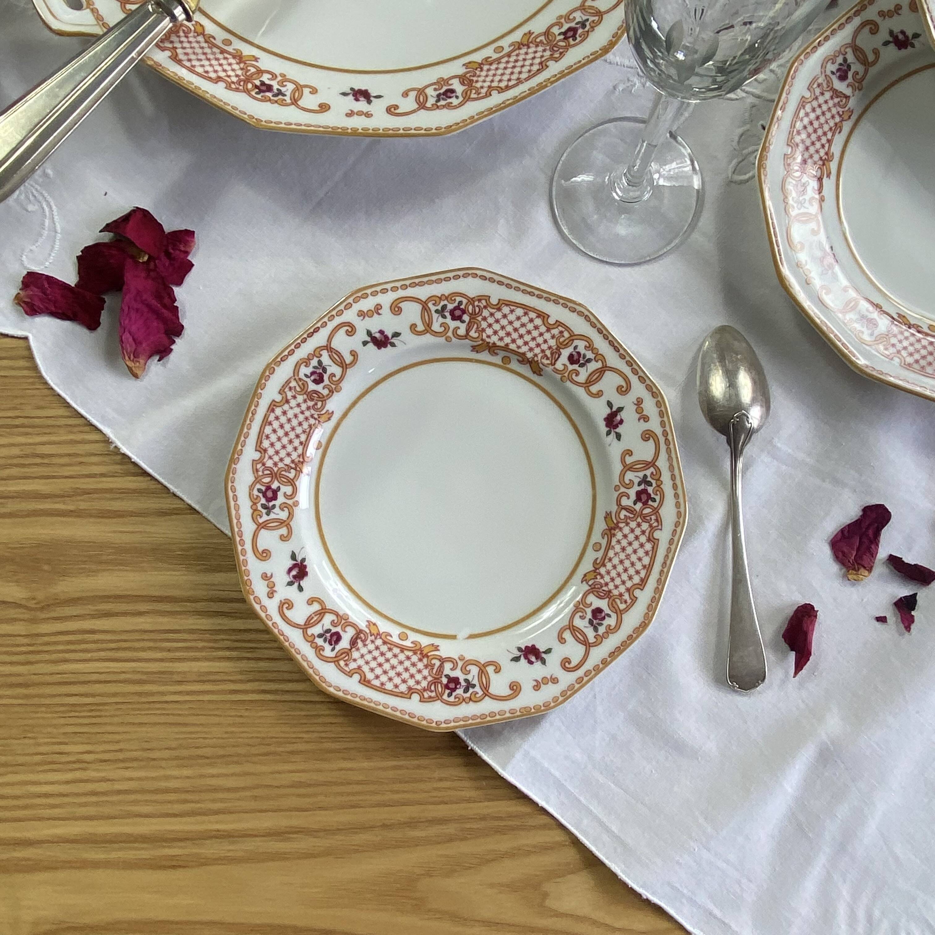 Antique Limoges porcelain dessert service, Lanternier & Cie, 10 plates