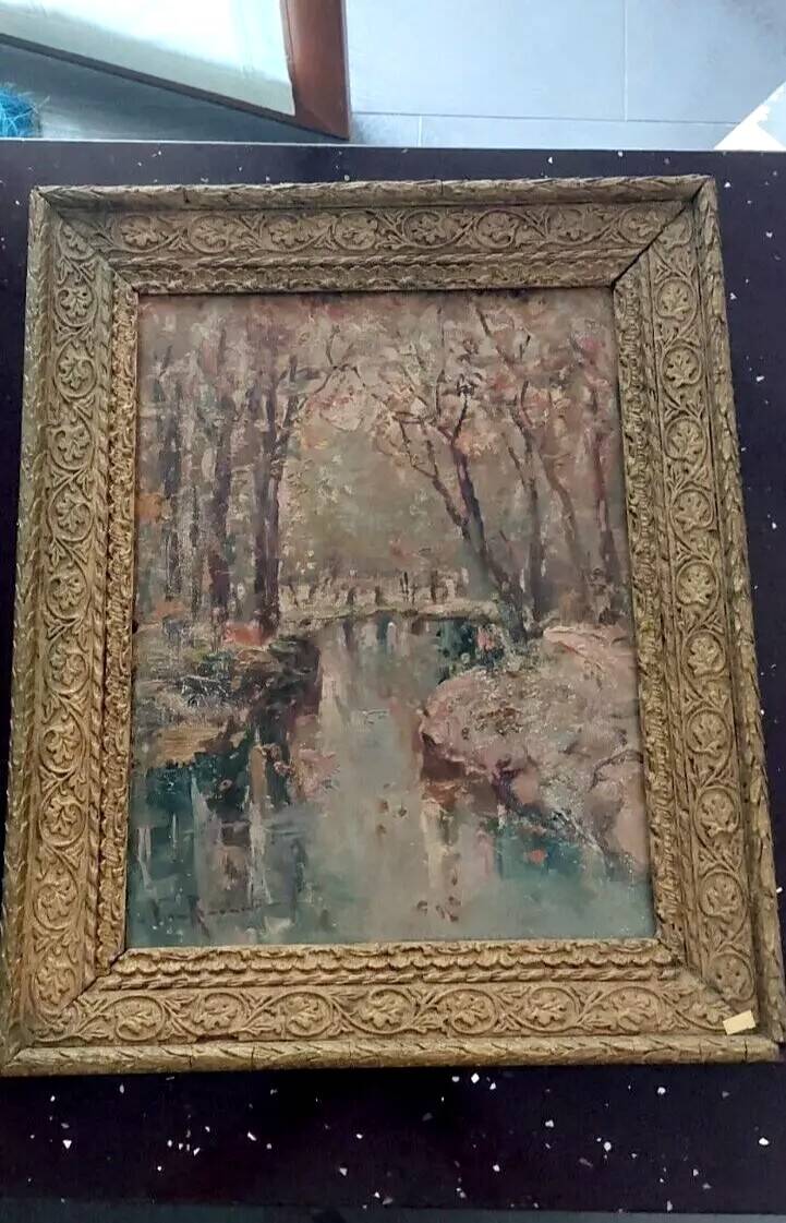 Peinture impression à l'huile sur carton toilé, première moitié du XXe siècle, Franco Ricciardi