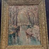 Peinture impression à l'huile sur carton toilé, première moitié du XXe siècle, Franco Ricciardi