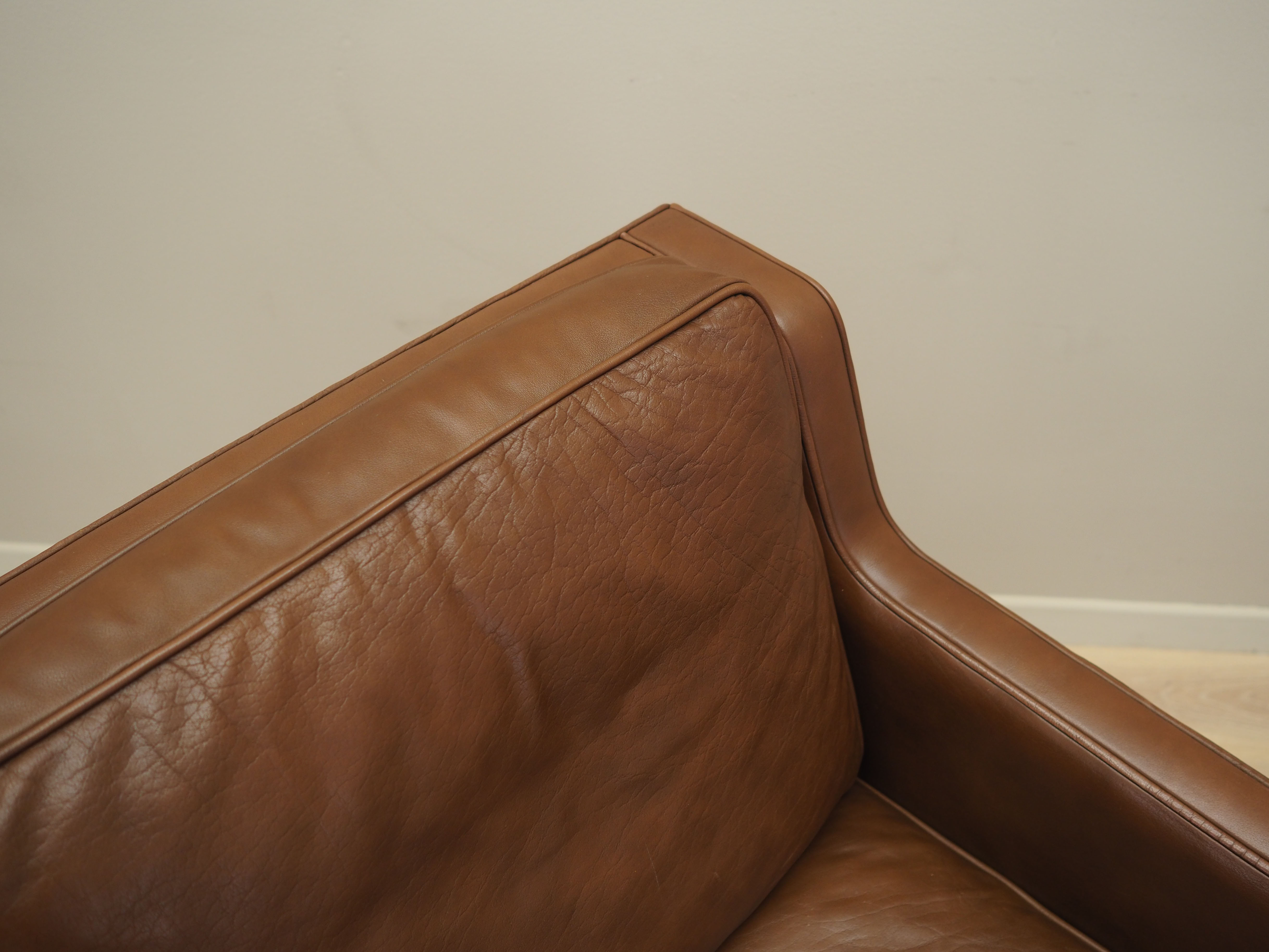 Brown leather armchair, Danish design, 1960s, production: Denmark