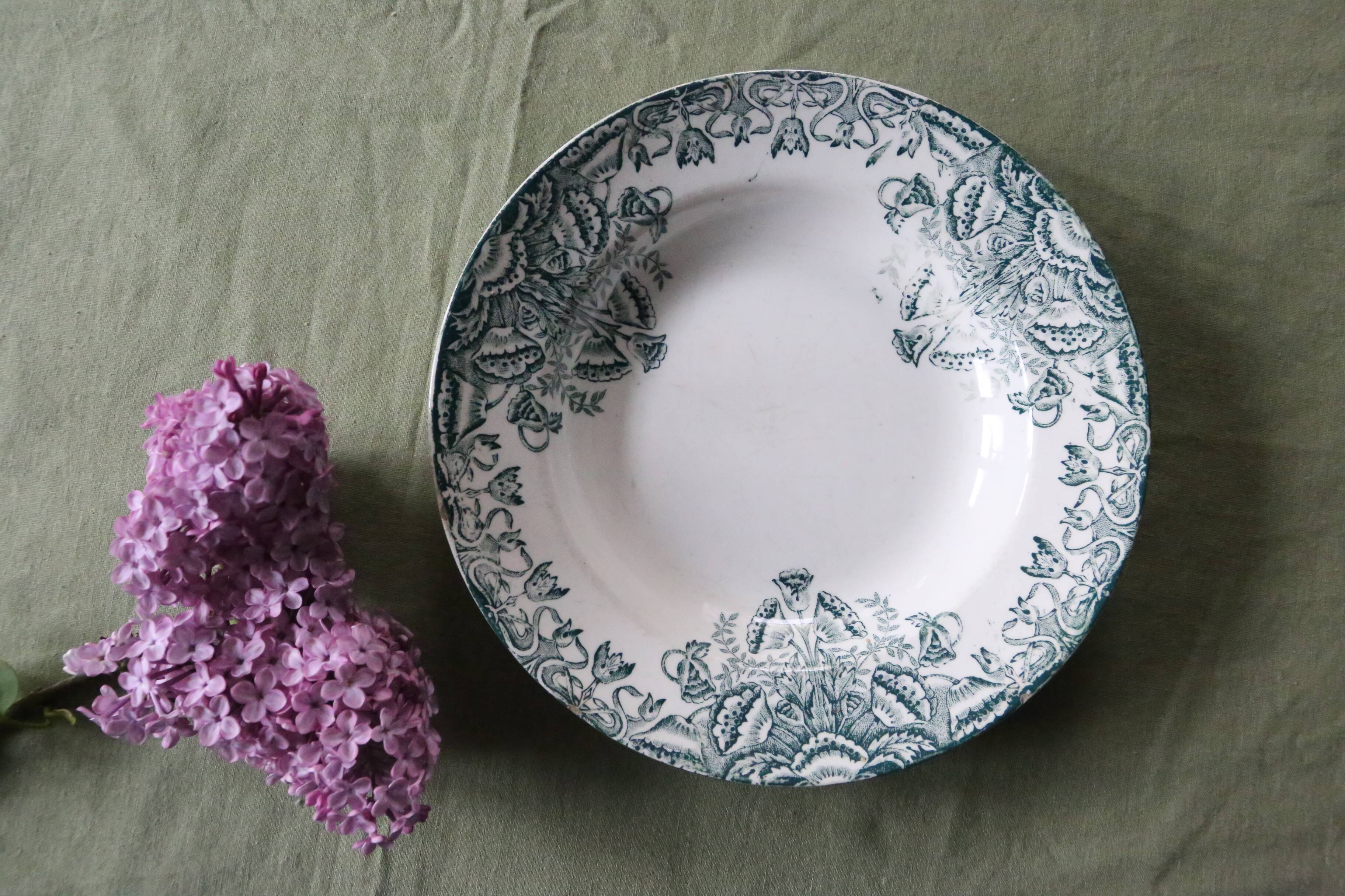 Lebacqz & M. Bouchard ironstone deep plate FLORAL model