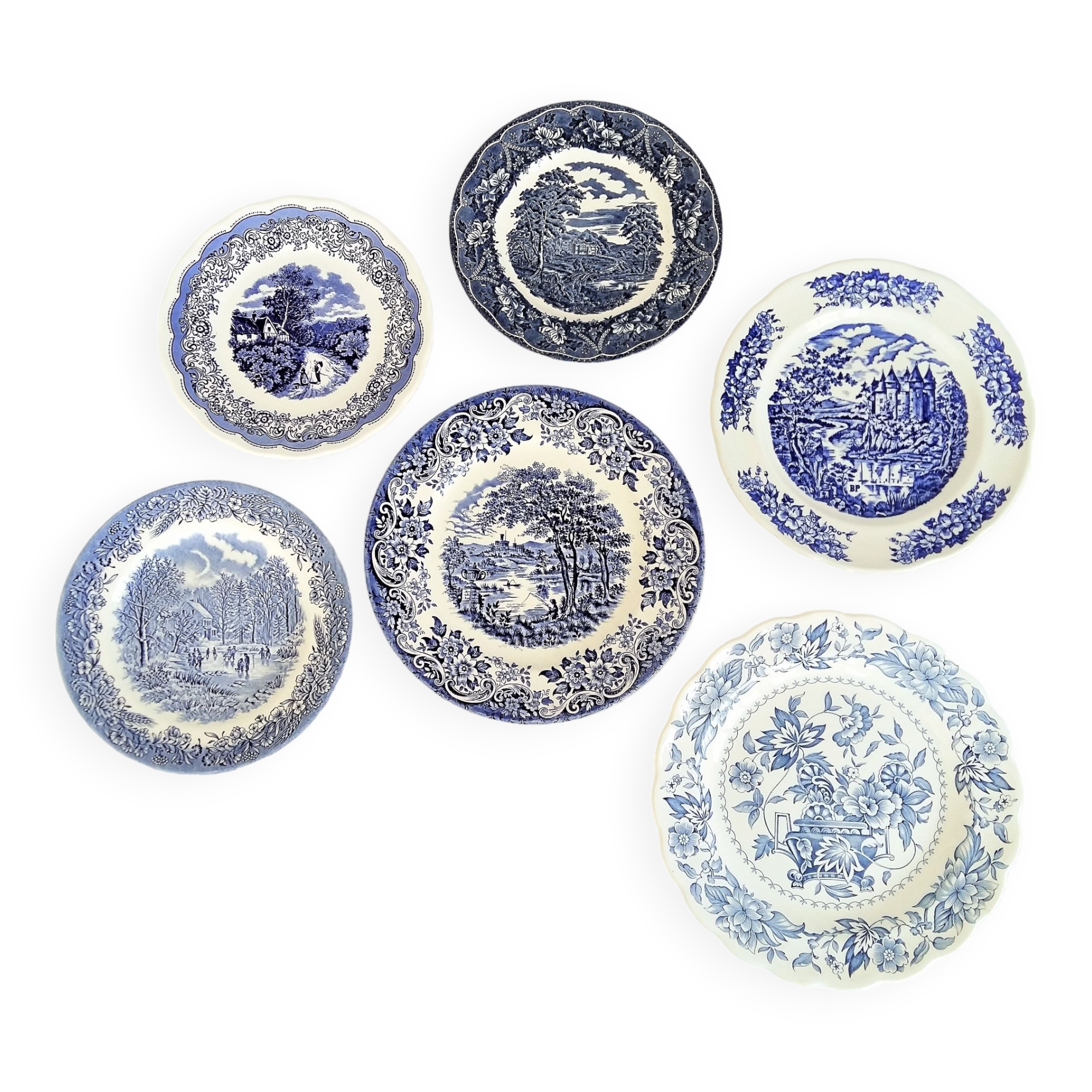 Lot de 6 assiettes de transfert
