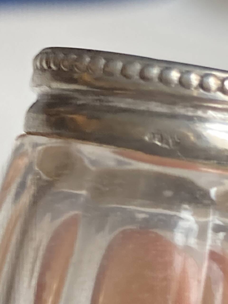 Set of hallmarked silver and fluted domed glass salt/pepper shakers