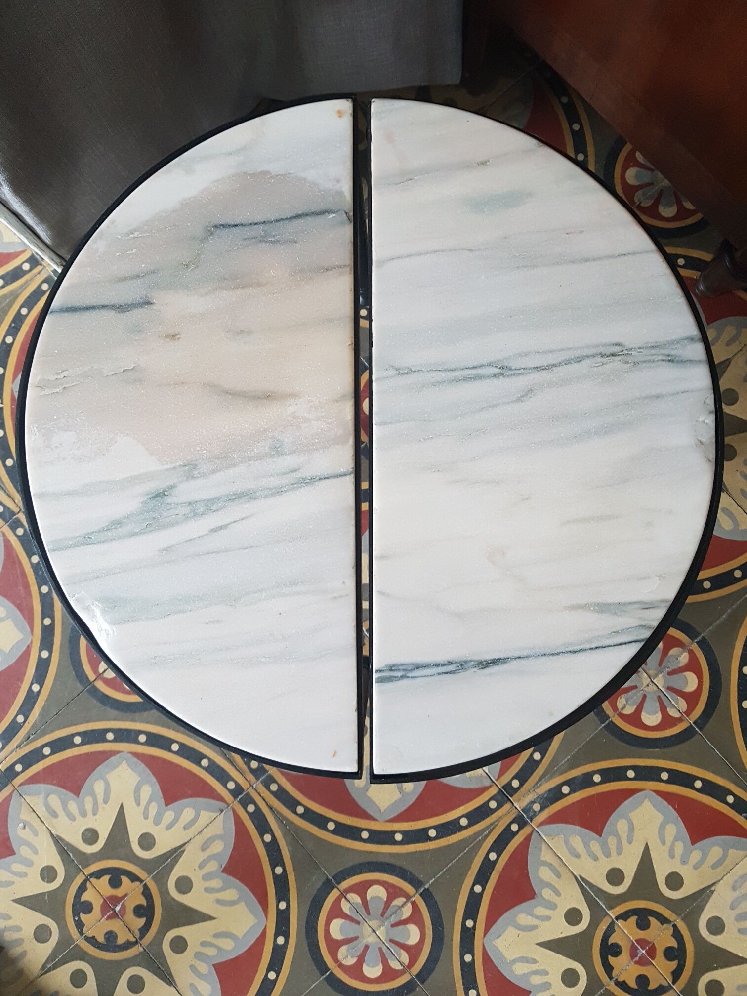 Pair of side tables half sphere marble 1970