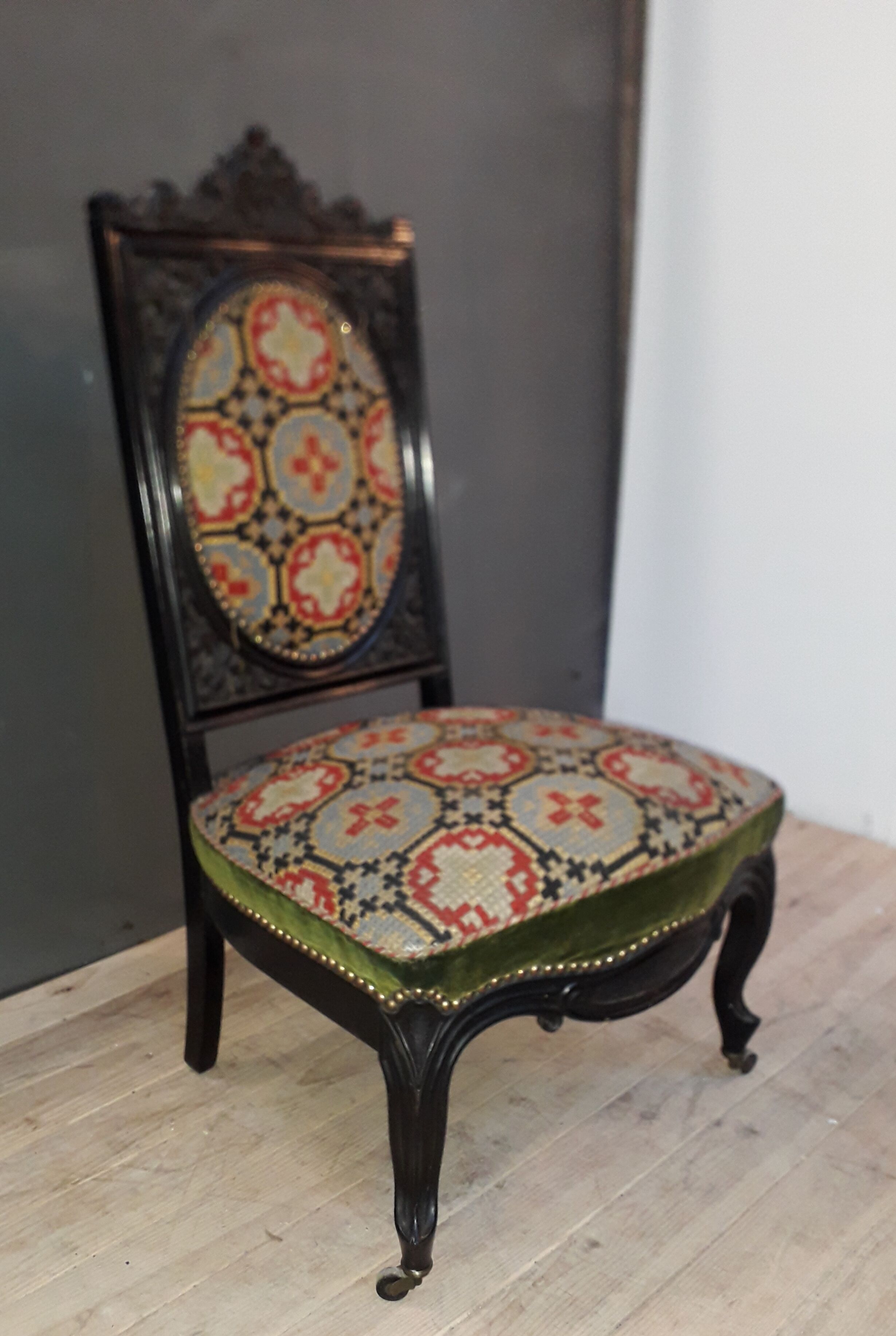 Blackened wooden chair