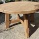 Brutalist round dining table in solid oak by De Puydt – Extendable 120/200