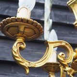 French Bronze 4-Branch Chandelier: Vintage Decorative Pendant Light