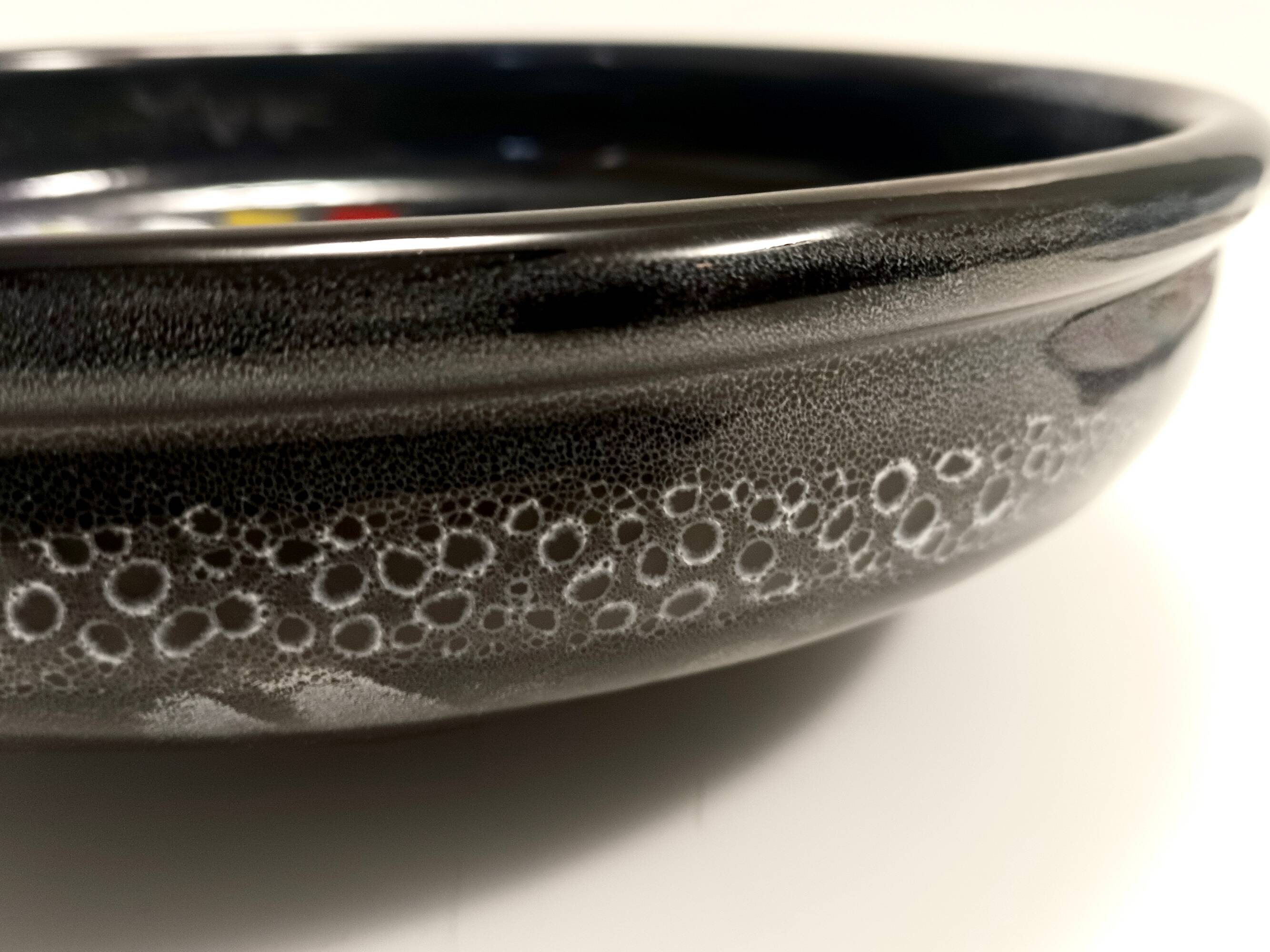 Lacquered Black with Colored Details Ceramic Vide-Poche by Ars Deruta, Ital