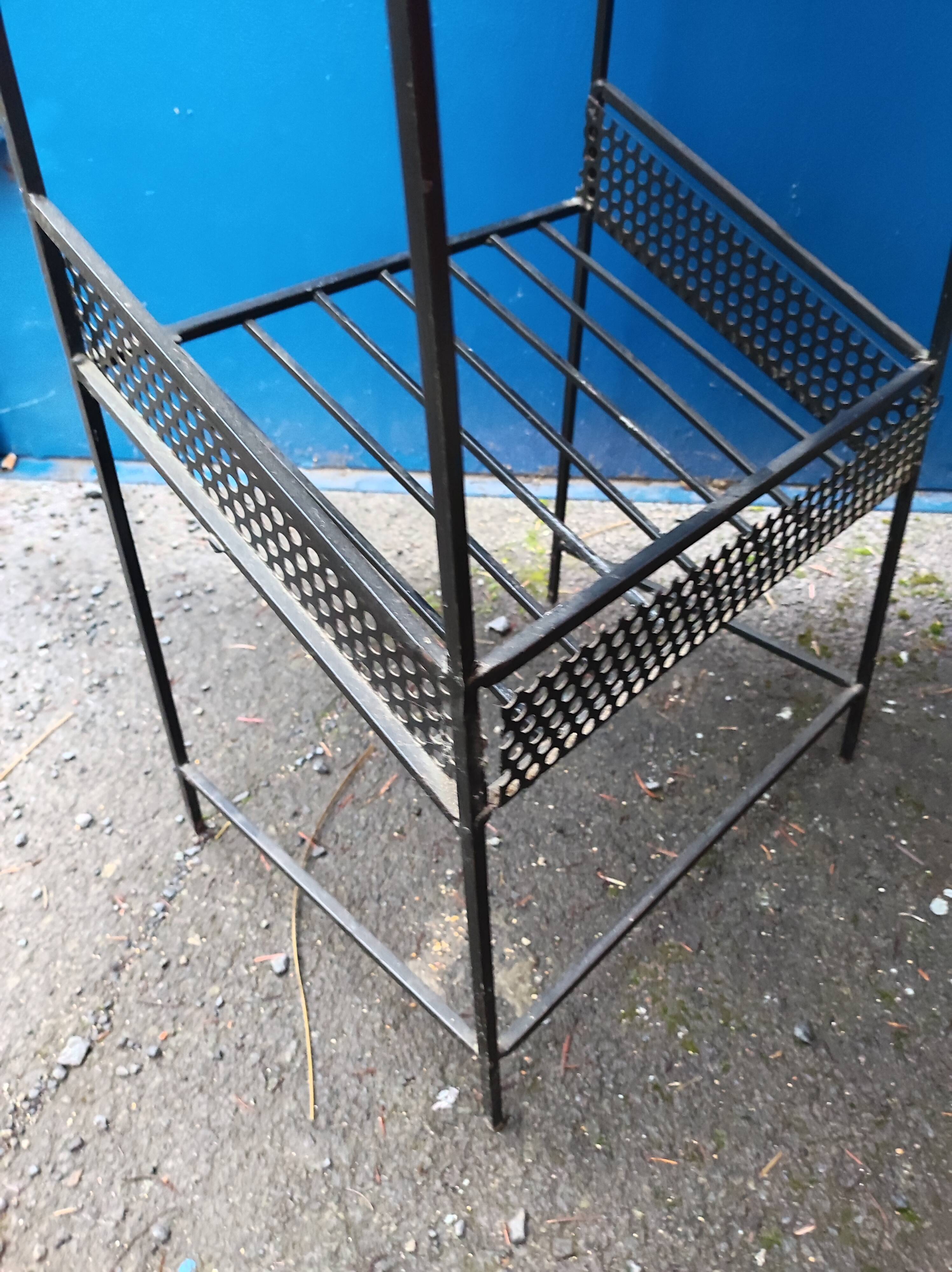 Door magazines side table steel file and wood vintage Scandinavian design