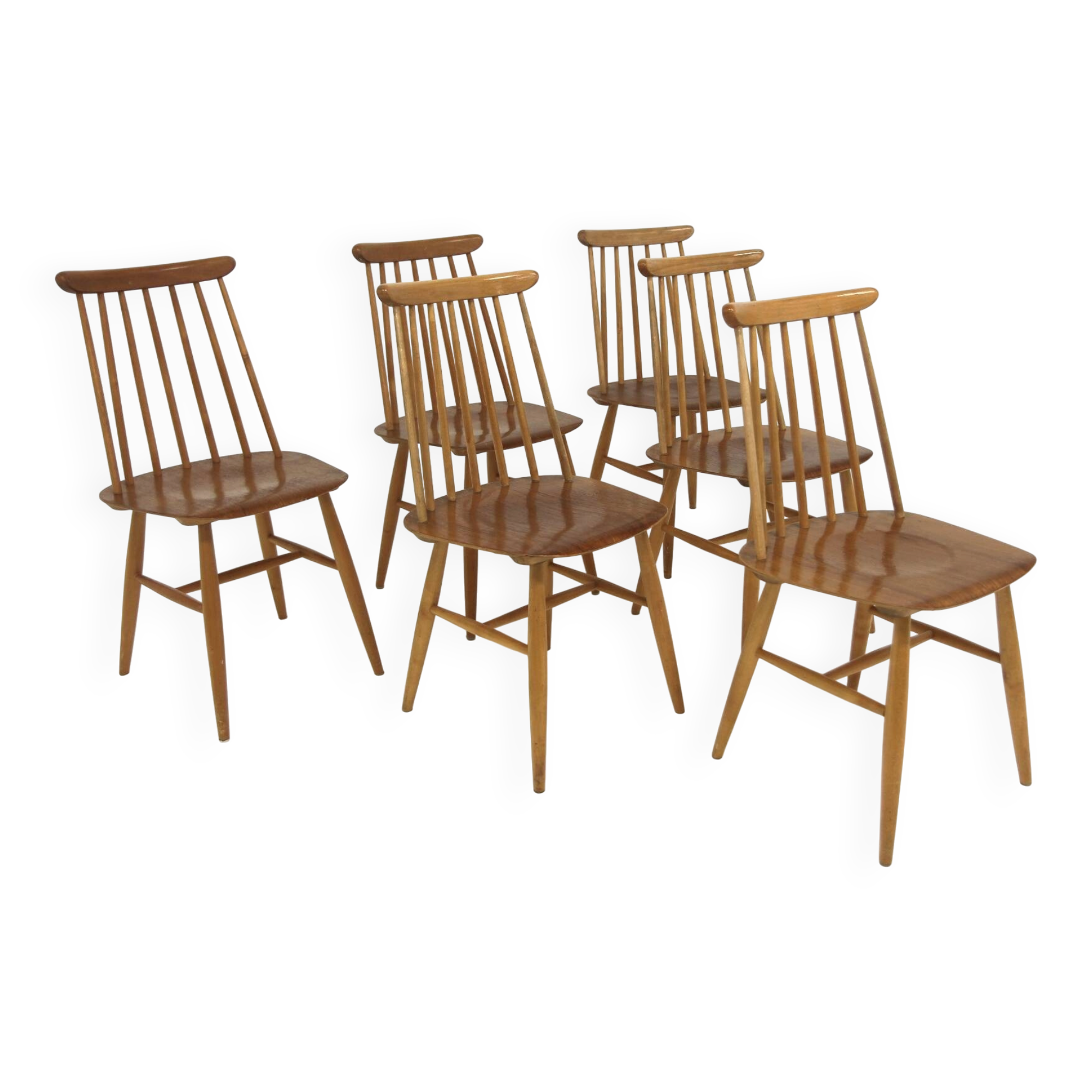 Set of 6 Scandinavian "Pinnstol" chairs, Edsbyverken, Sweden, 1960.