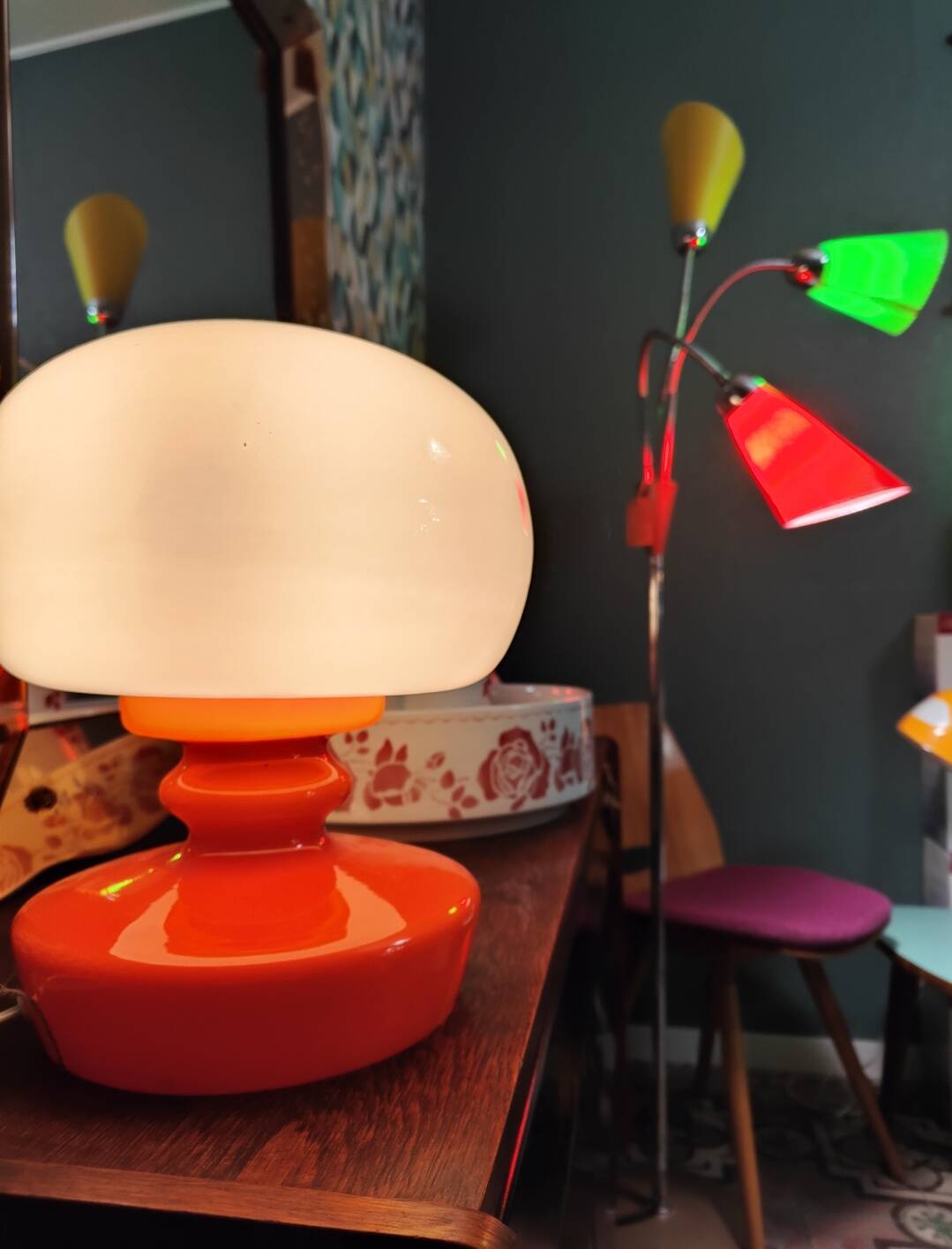 Opaline glass table lamp by Stepan Tabery for Valasske Mezirici 1970