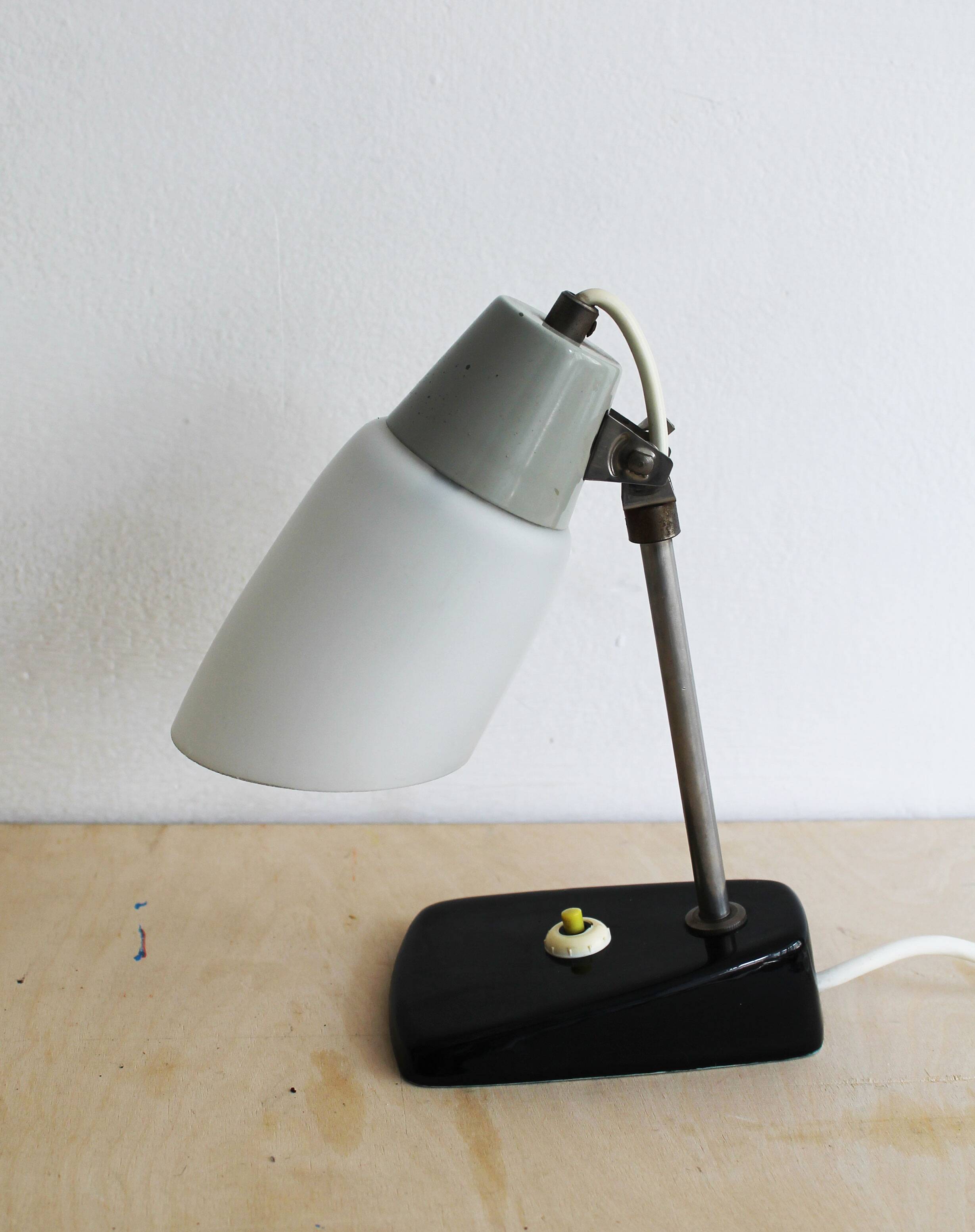 1950s Mid-Century Czech Table Lamp with Ceramic Base
