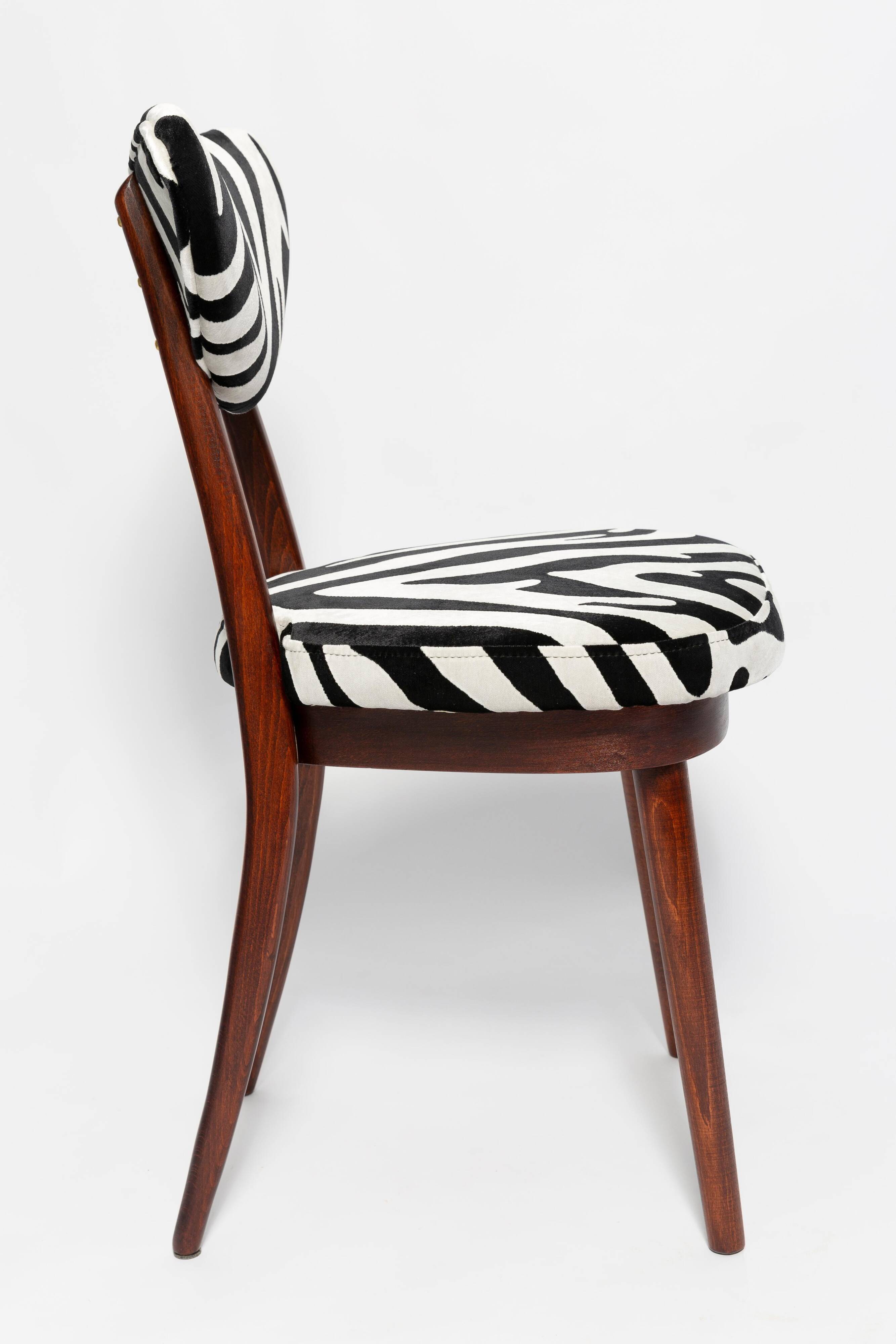 Heart-shaped chair with black and white zebra pattern, Poland, 1960s