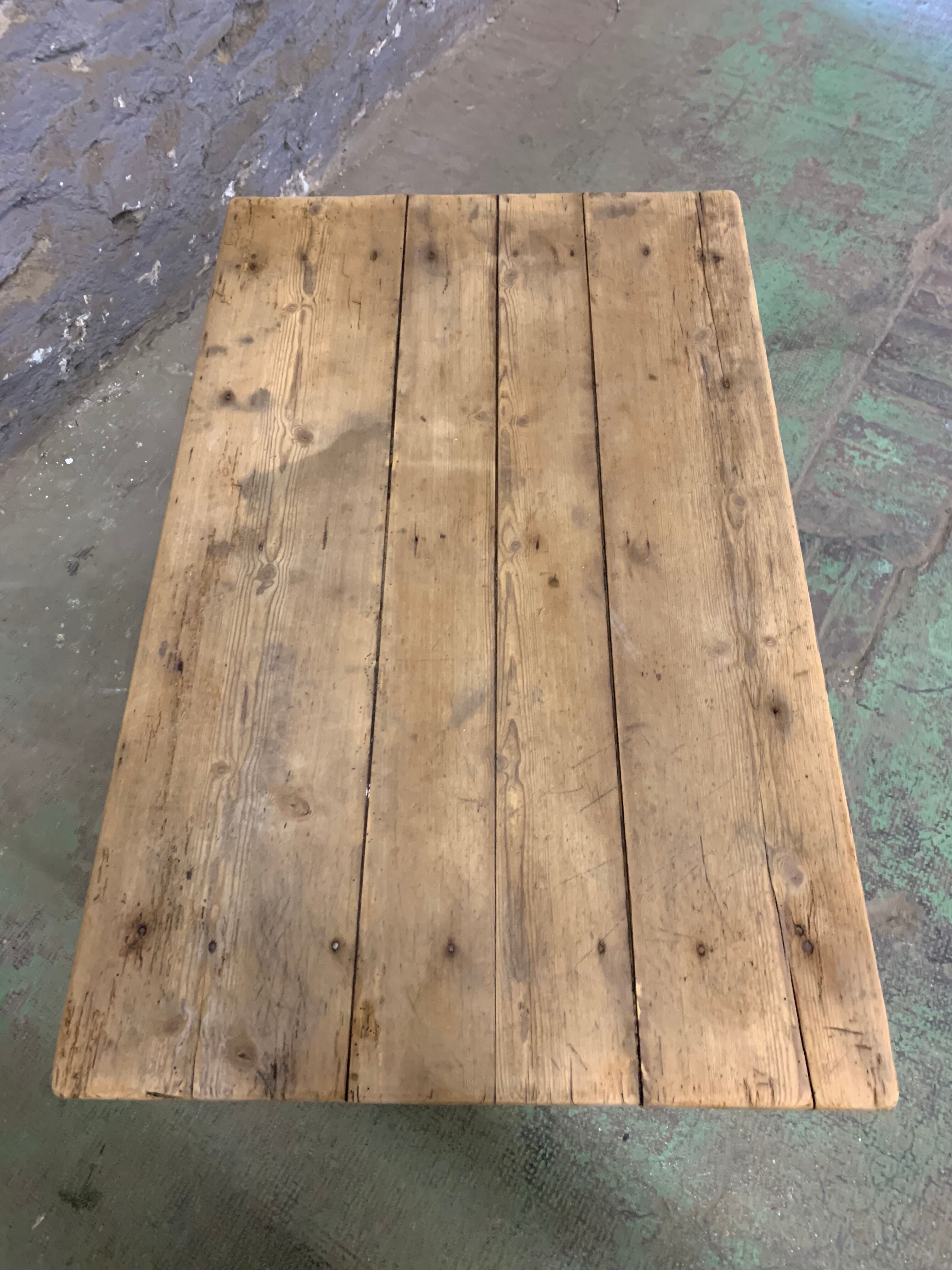 Low farm table in raw oak