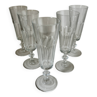 Set of antique faceted champagne flutes