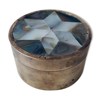 Vintage mother-of-pearl and brass box