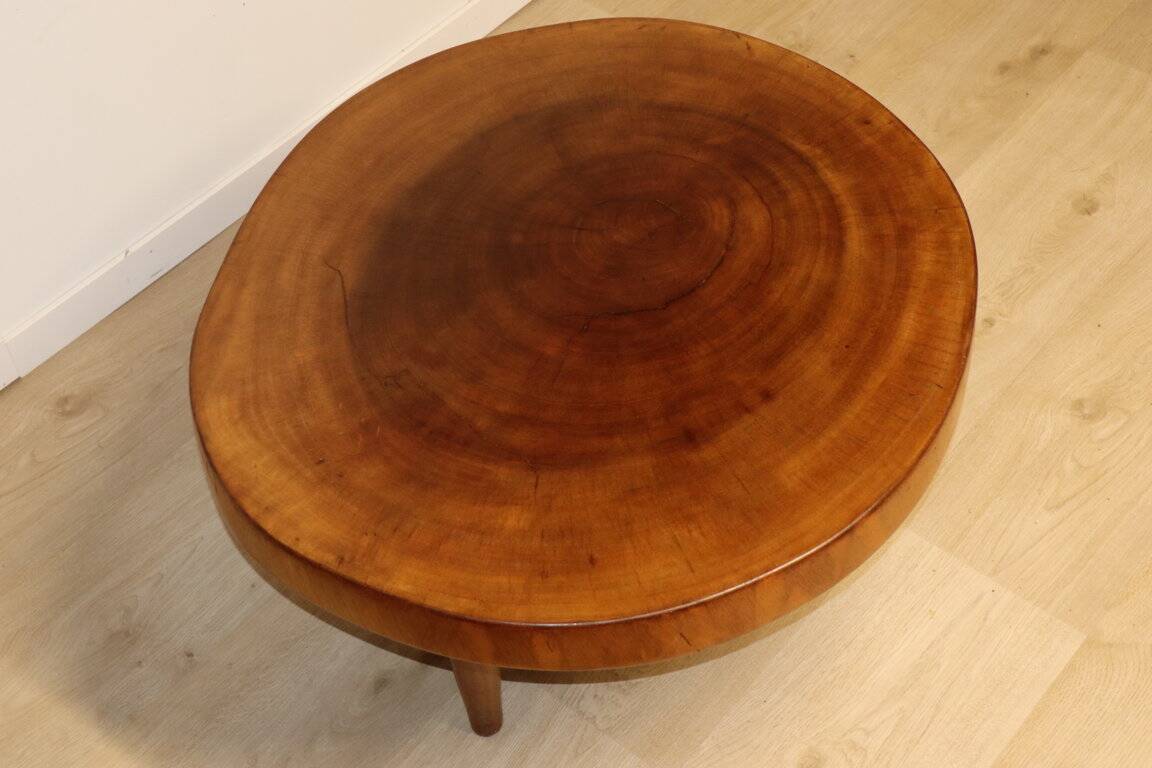 Vintage brutalist solid wood coffee table, 1960s