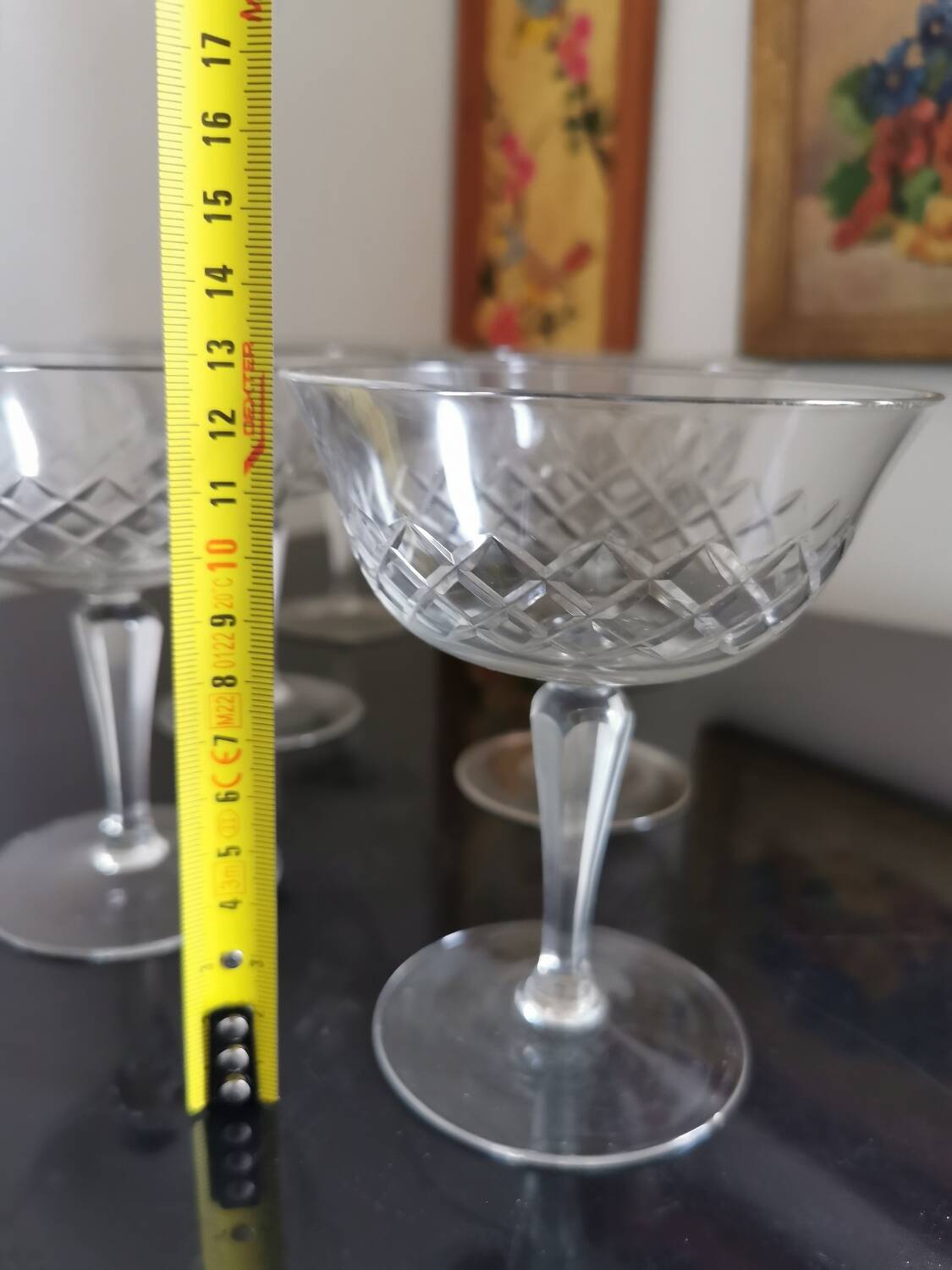 6 crystal champagne glasses