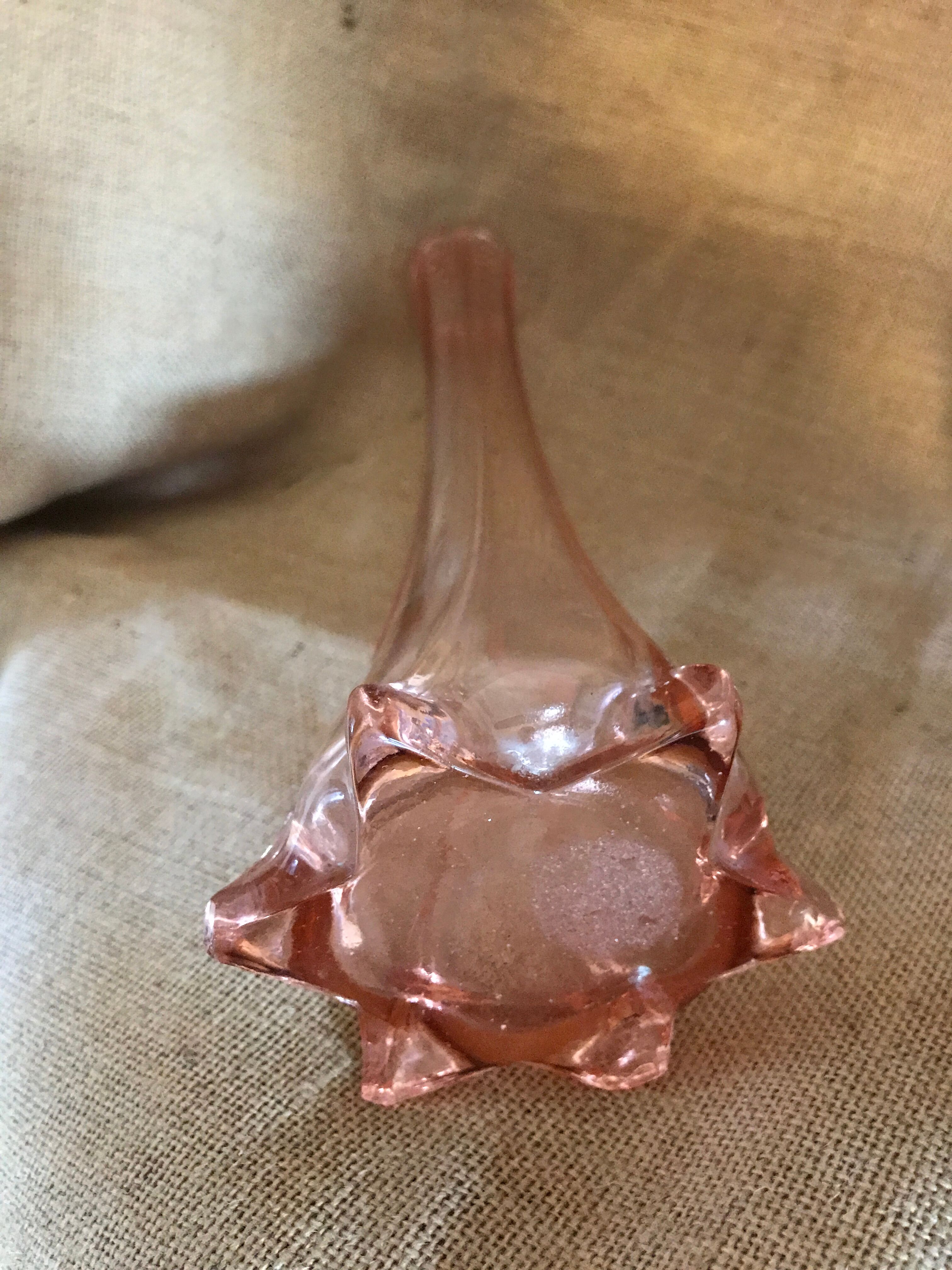 Vase soliflore pink glass 50s