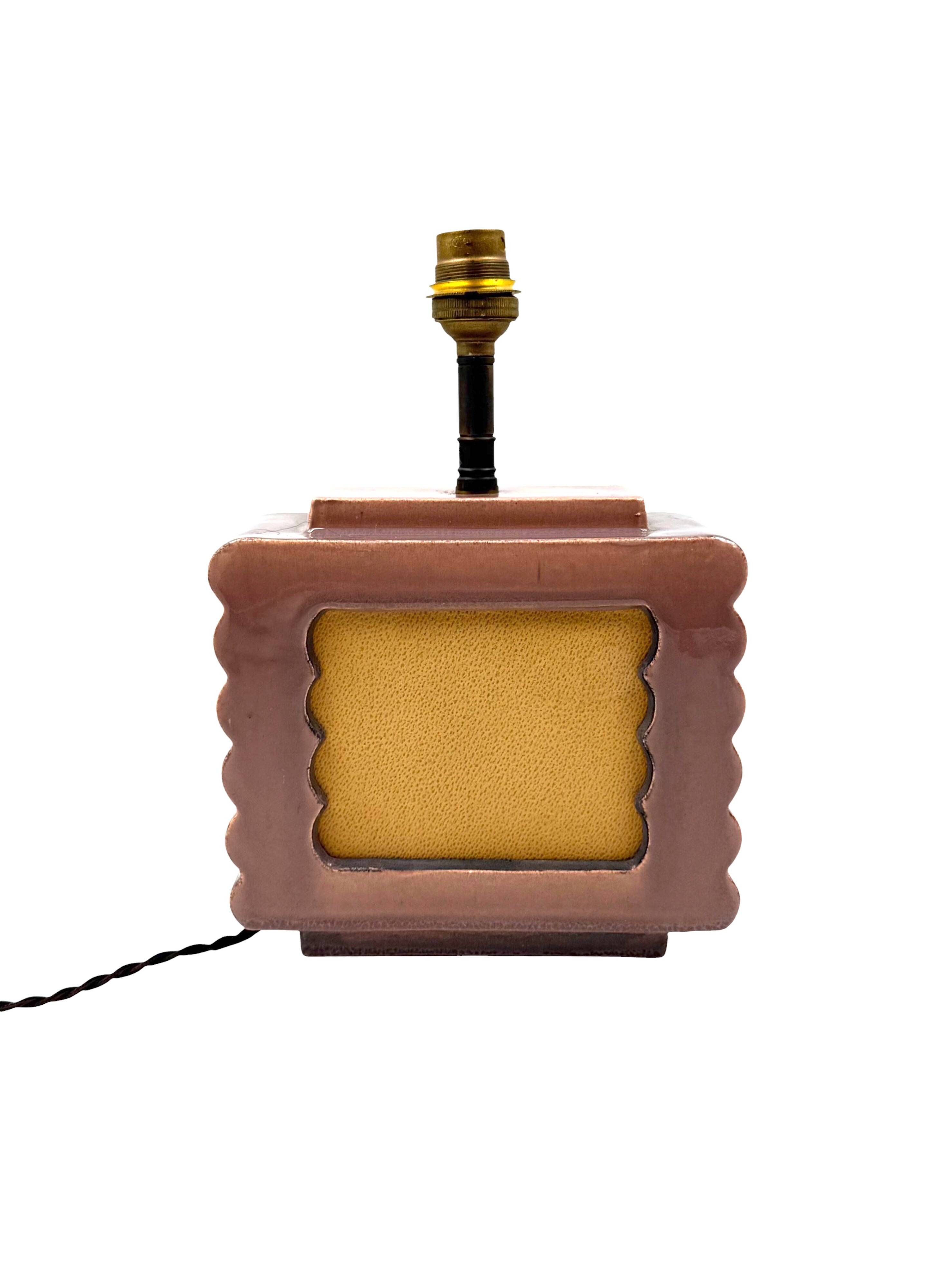 Art deco ceramic table lamp, Andre Fau Boulogne France circa 1940s