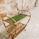 Rattan magazine holder, glass top