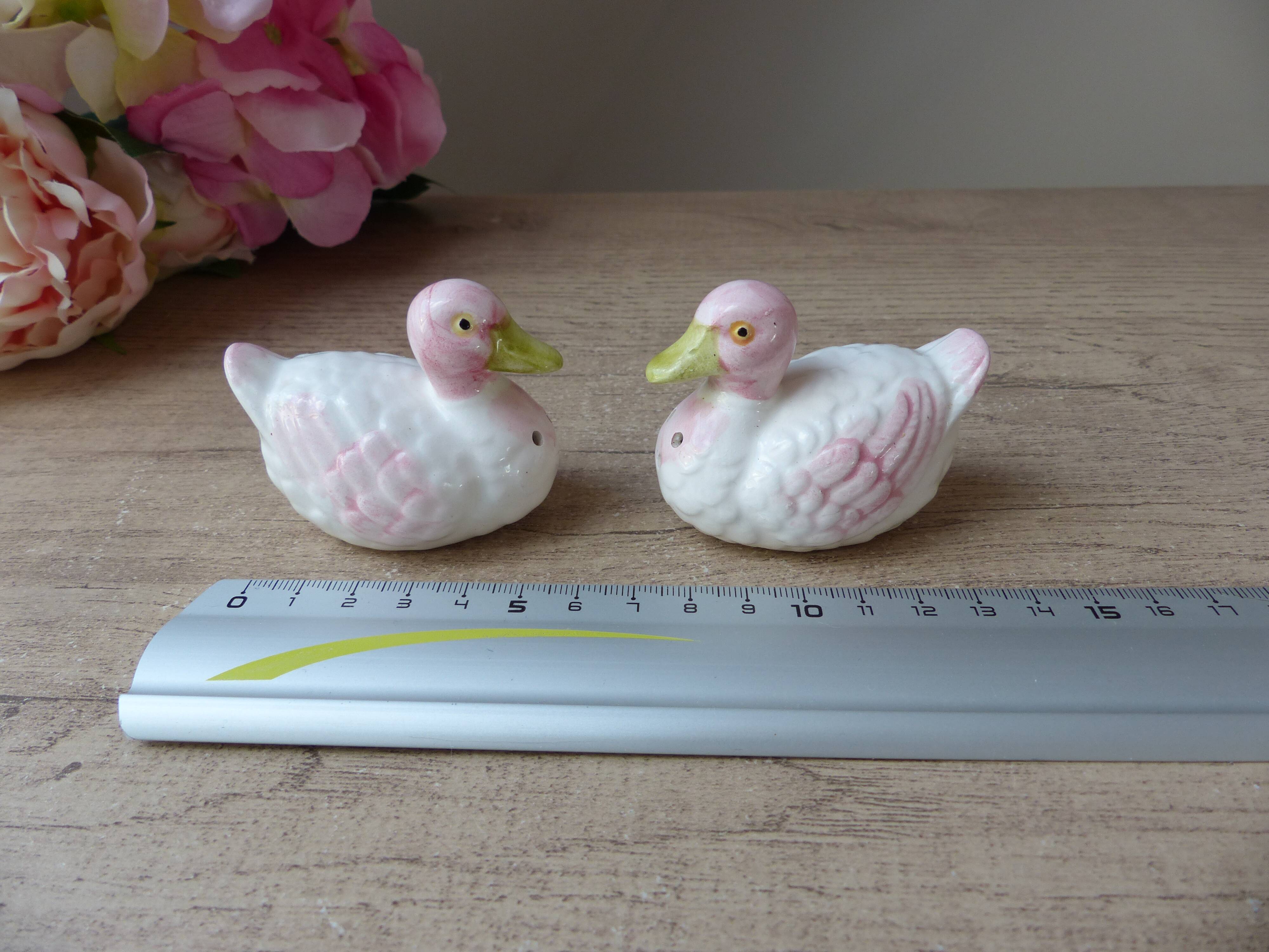 Vintage ceramic duck salt shaker and pepper shaker set