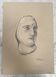 Signed drawing, charcoal study of a woman's face for workshop plaster.