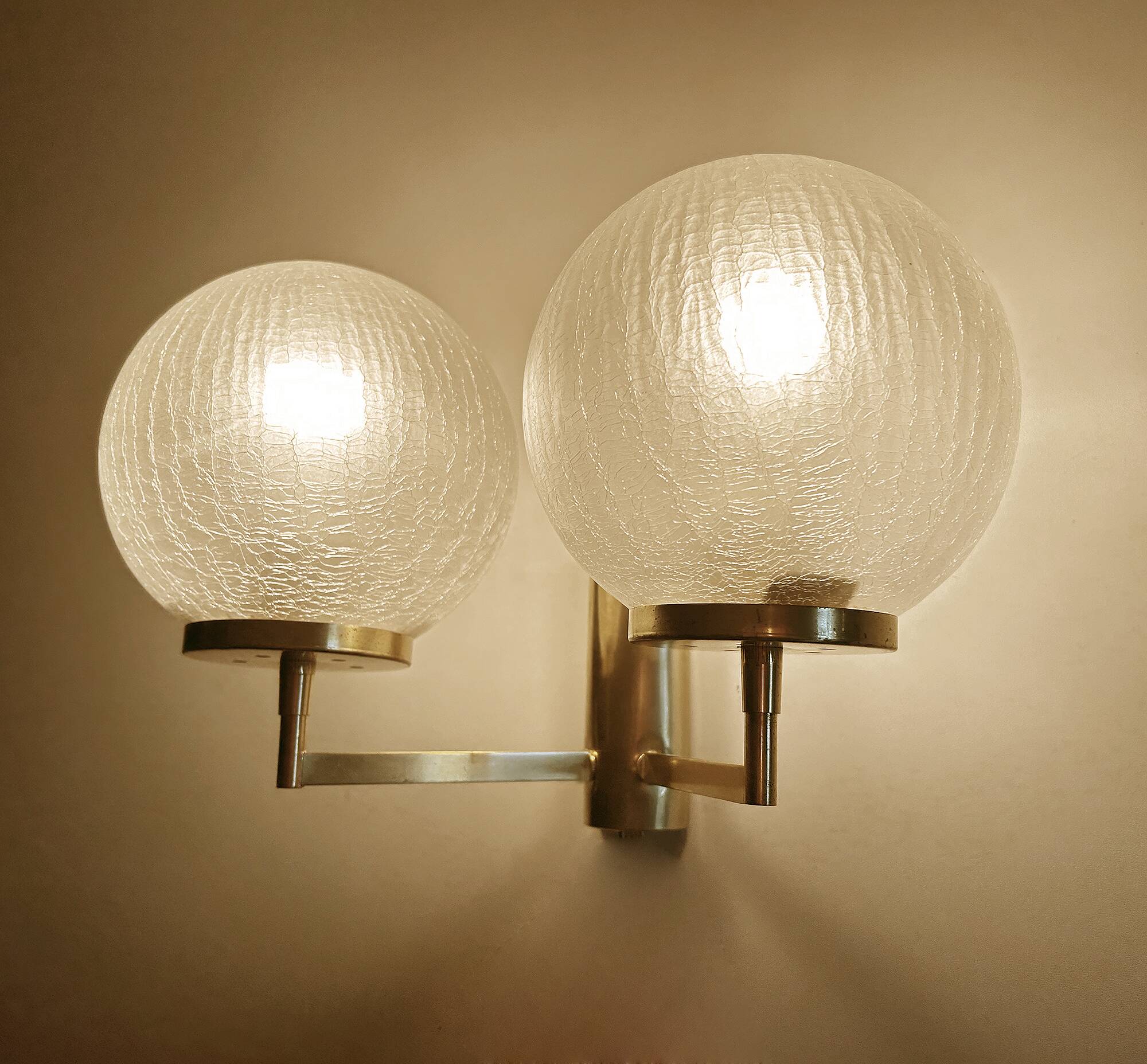 Pair Vintage Bubble Glass Wall Lights