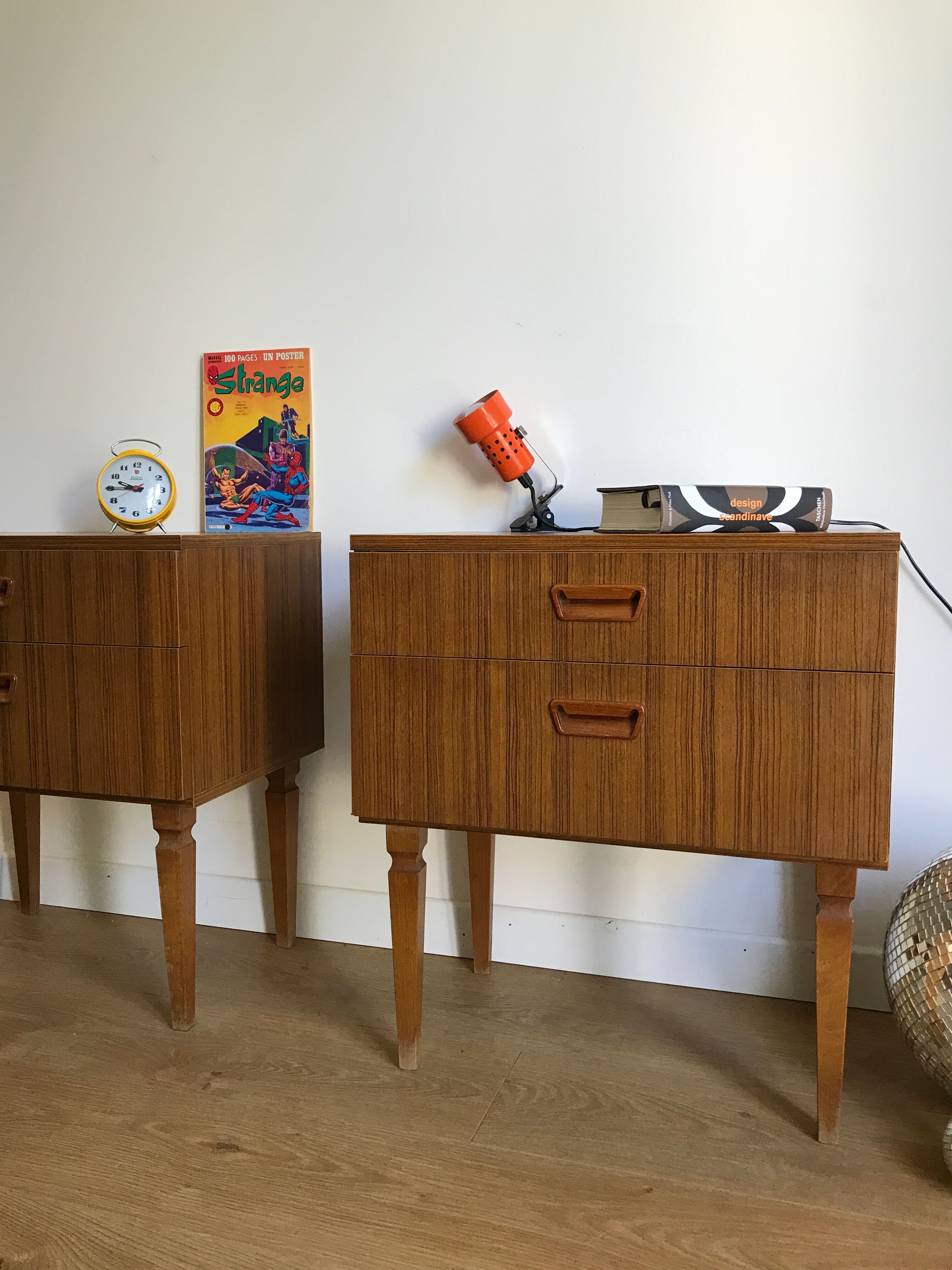 Pair of vintage bedside tables scandinavian style