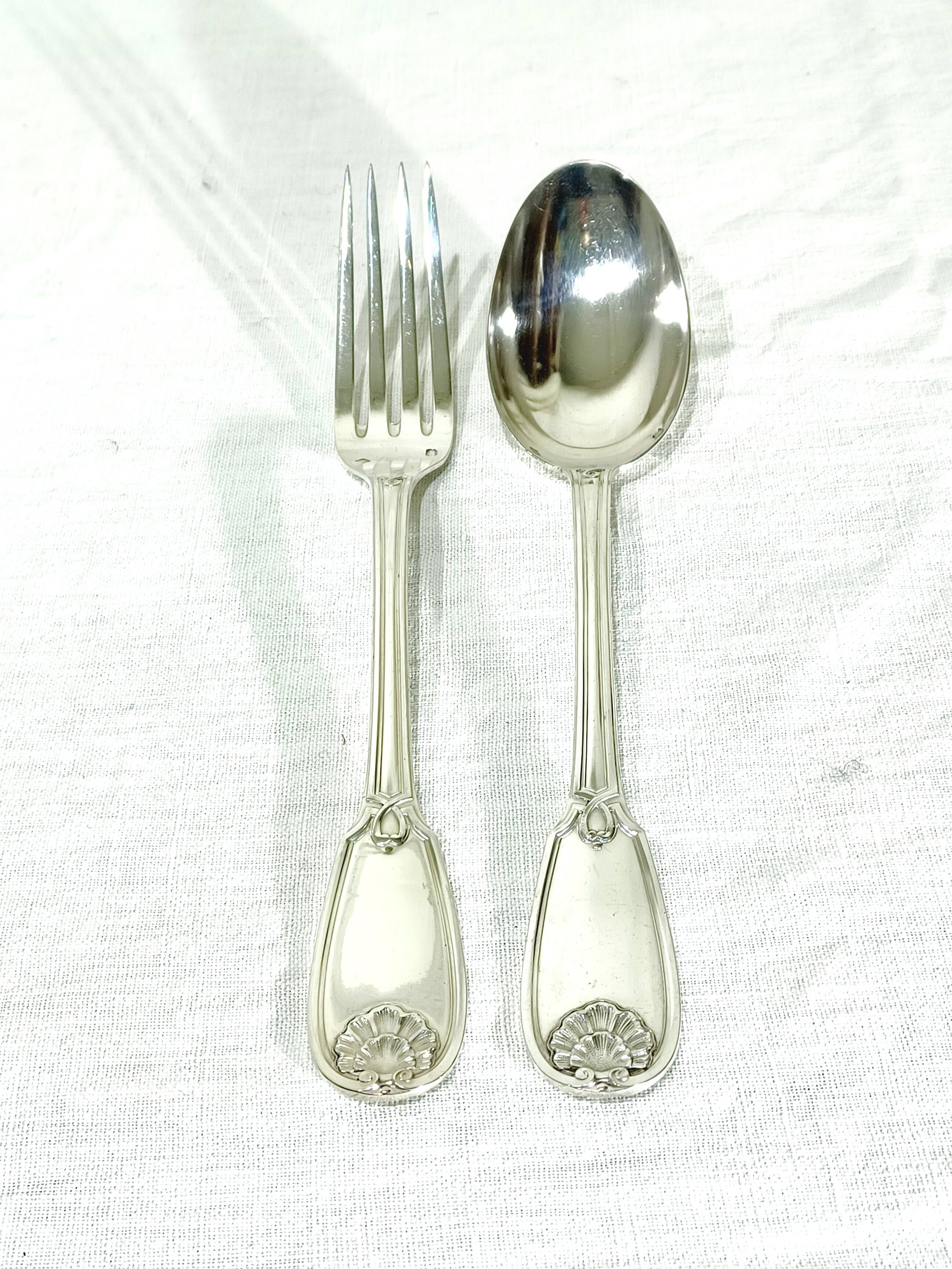 12 Louis XIV style silver cutlery sets