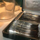 Set of 12 fish cutlery in silver metal