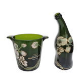 Champagne bucket perrier-jouët and its bottle, art nouveau décor